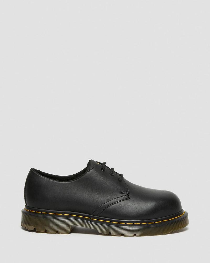 Men's Dr Martens 1461 Slip Resistant Steel Toe Oxfords Shoes Black | AU 602OKI